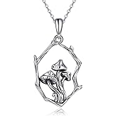 YAFEINI Mushroom/Lotus/Scissors Necklace 925 Sterling Silver Vintage Jewelry for Women Birthday Gifts