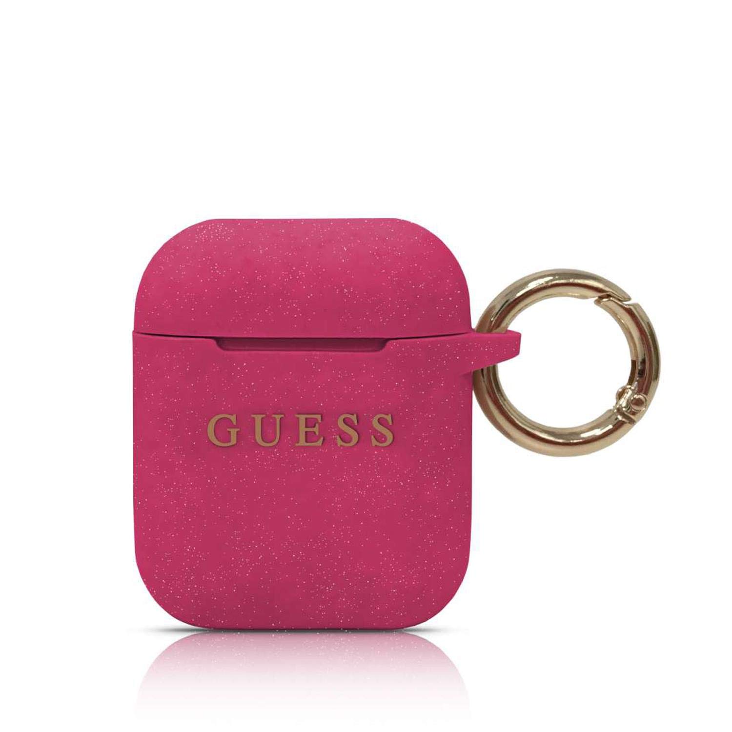 GUESS GUACCSILGLFU - Silicone case protects wireless headphone docking station for Apple Airpods, pink