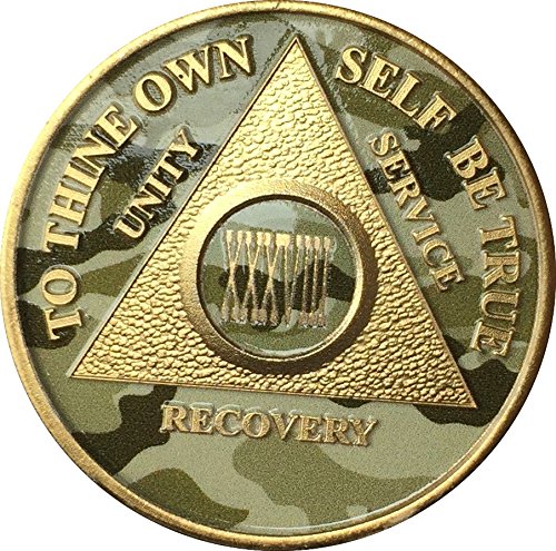 38 Year AA Medallion Camo Gold Plated Anniversary Chip Camouflage Color
