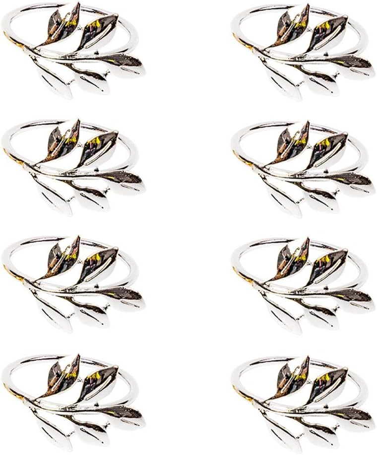 senover Napkin Rings Set of 8 Napkin Rings Holder for Home Wedding Holiday Parties Banquet Christmas Thanksgiving Dinner Decor Favor Gift (8, Silver)