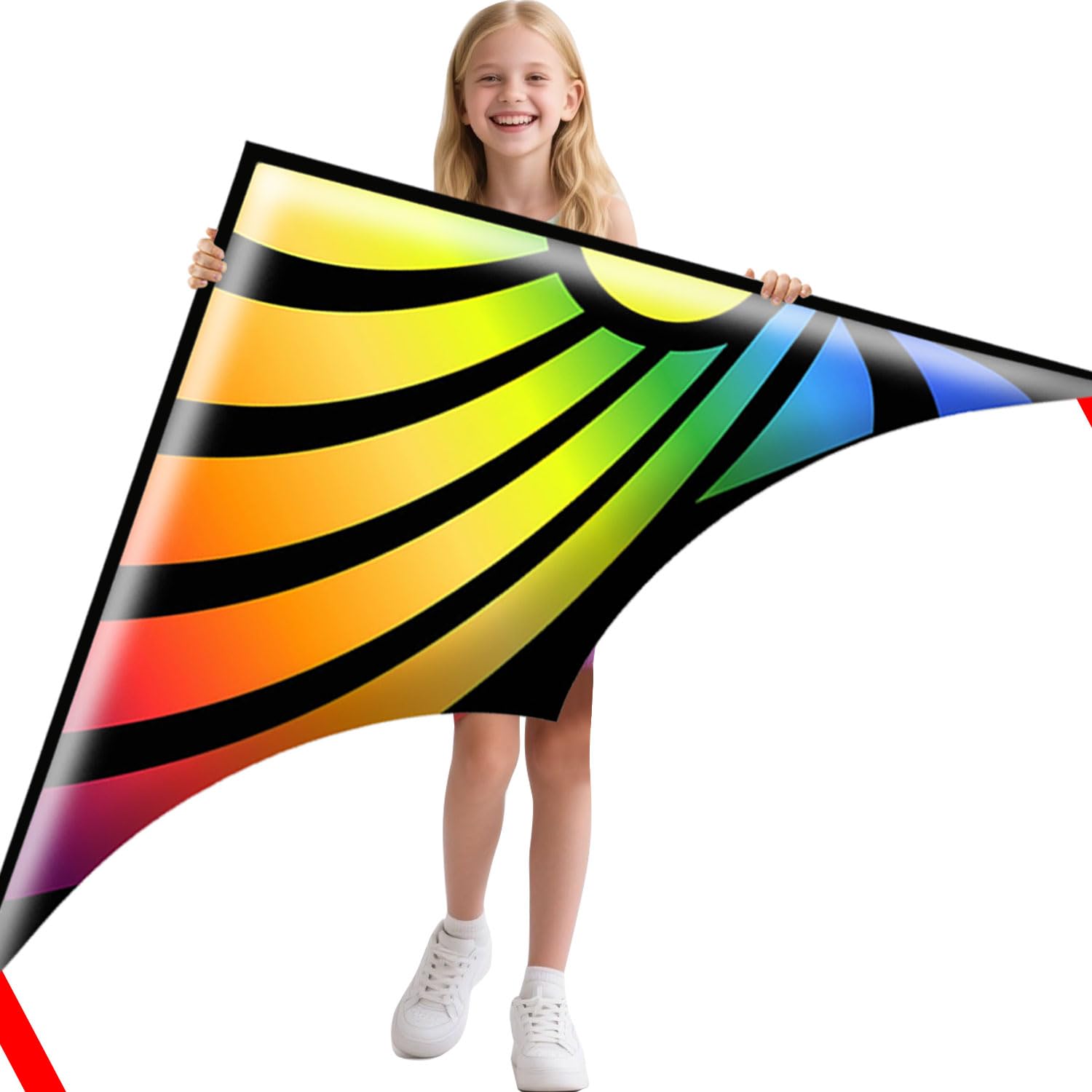 Xida Kites for Adults and Kids, Easy to Fly Delta Kites for Beach, Beginner Kite for Kids Ages 4-8, 8-12, Lightweight Rainbow Kite Set for Beach Trip and Family Activities