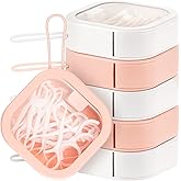 Kathfly 6 Pcs Hair Tie Container Dispenser Organizer Hair Tie Holder Travel Portable Bobby Pin Holder Cotton Swabs Dispenser Women Bathroom Storage Accessory Travel Essentials(Pink, White)