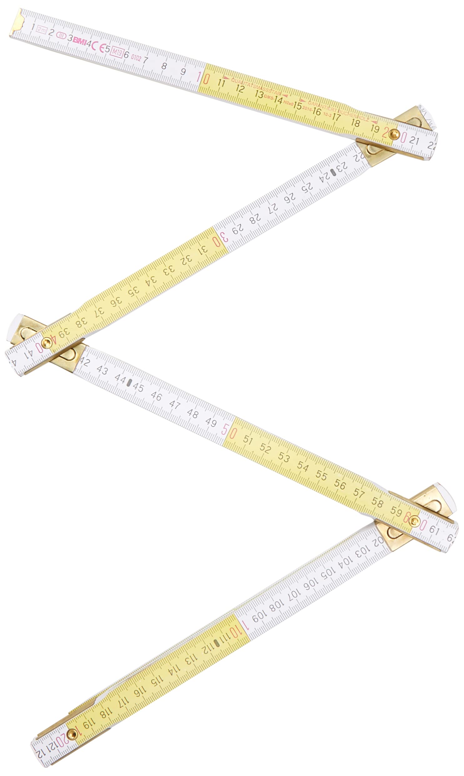 BMI 982980200 Wooden-Folding Rule, White/Yellow, 2 m