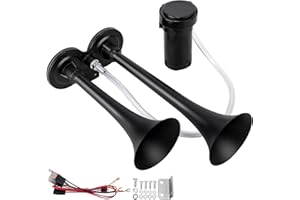 Train Horns Kit for Trucks, Super Loud Car Air Horn 12V 150db, Truck Horn Dual Trumpet Motorcycle Train Horn with Compressor 