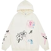 Aelfric Eden Womens Oversized Graphic Hoodies Cartoon Graffiti Print Fleece Hooded Sweatshirt Unisex Long Sleeve Pullover