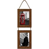 VMUZEDER 4x6 Wall Hanging Picture Frames Collage with 2 Opening Frames Rustic Brown