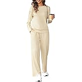 Totatuit Women's Long Sleeve Sweatsuit Sets Wide Leg Pants with Pockets Tracksuit 2 Piece Travel Outfits S-XXL
