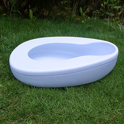 YUMSUM Large Stable PP Bedpan Heavy Duty Smooth Countoured for Bedbound Patient (White)