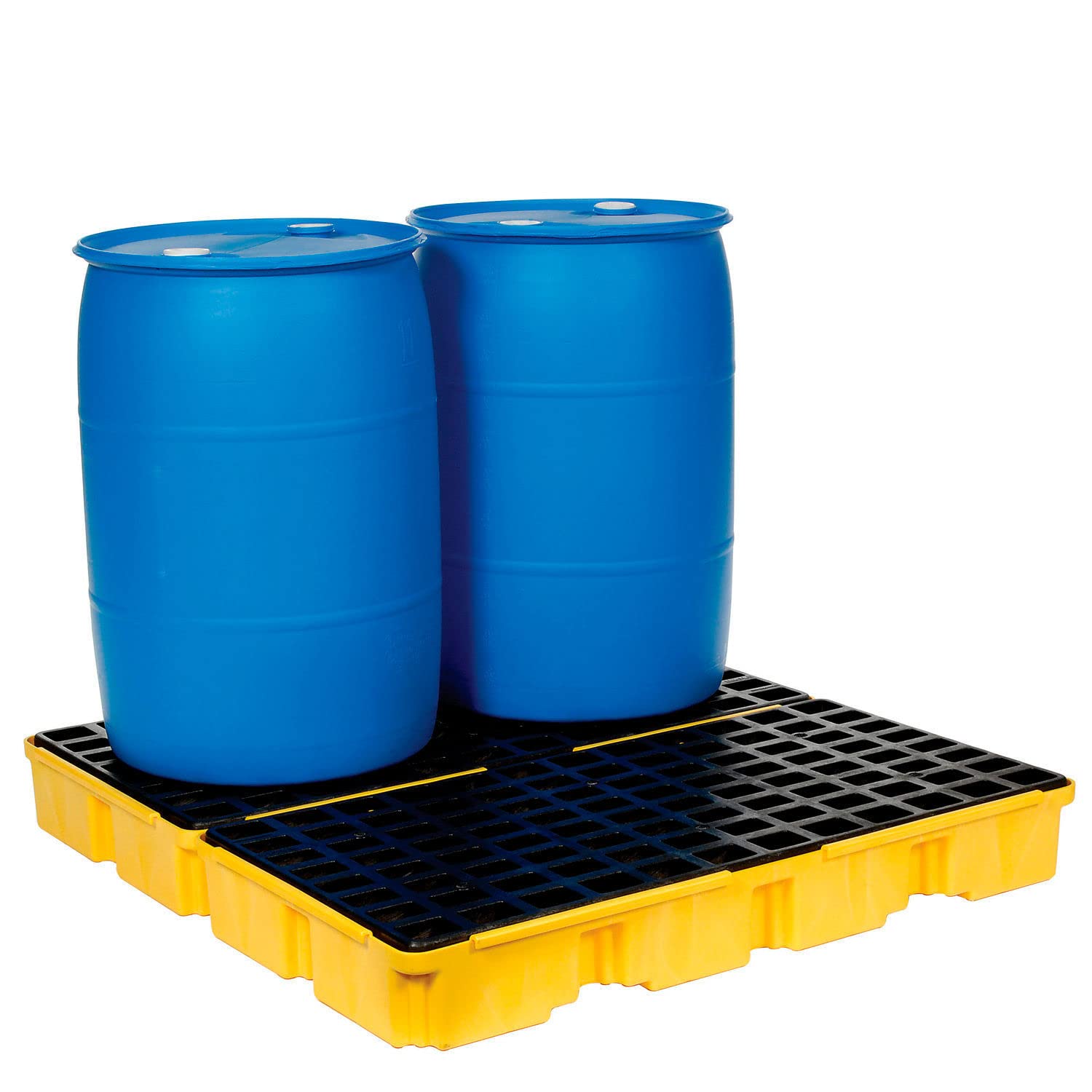 Photo 1 of Eagle Square 4 Drum Spill Platform with Forklift Pockets, 52.5"x51.5"x6.5", 60 Gallon Sump, 10,000 lbs. Load Capacity Containment Tray, Made in USA, Yellow, 1634