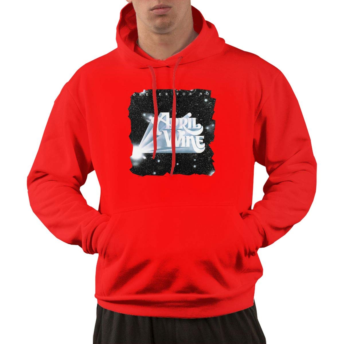S Pullover Retro Red Print April Wine Logo Hooded Shirts With Pocket M