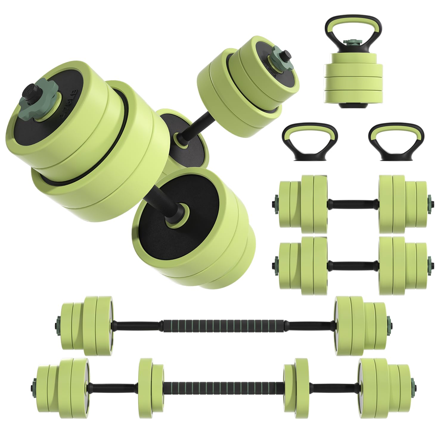 Photo 1 of Adjustable Dumbbell Set 22/42/62LBS, 4-in-1 Free Weight Dumbbell Set Used as Kettlebell, Barbell, Dumbbell & Push-Up Stand, Iron Sand Weights Dumbbells with Connector for Home Gym