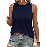 Eytino Plus Size Tank Tops for Women Summer Crewneck Sleeveless T Shirts Loose Fit Tunic Blouse(1X-5X)