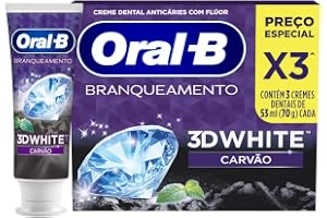 Pasta de Dente Oral-B 3D White Carvão, 3 Un de 70 g