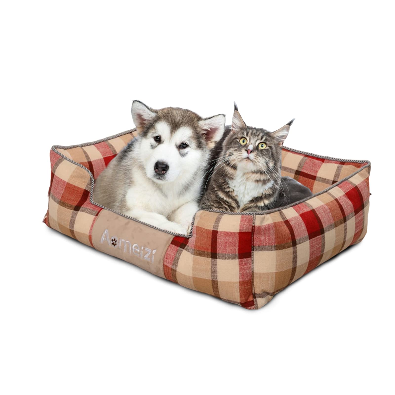PETCUTE Dog Bed for Small Dogs and Cats,Durable Anti-Wrinkle,Washable Dog Sofa Bed,Rectangle Puppy Bed,Orthopedic Pet Bed with Non-Slip Bottom,Dog Bed with Removable Machine Washable Cover