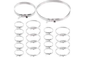 Swpeet 10Set Stainless Steel CV Boot Clamps Kit, 10Pcs Small & 10Pcs Large Crimp Bands, 1.8" - 3.5", 1.8" - 9" No Hole Type C