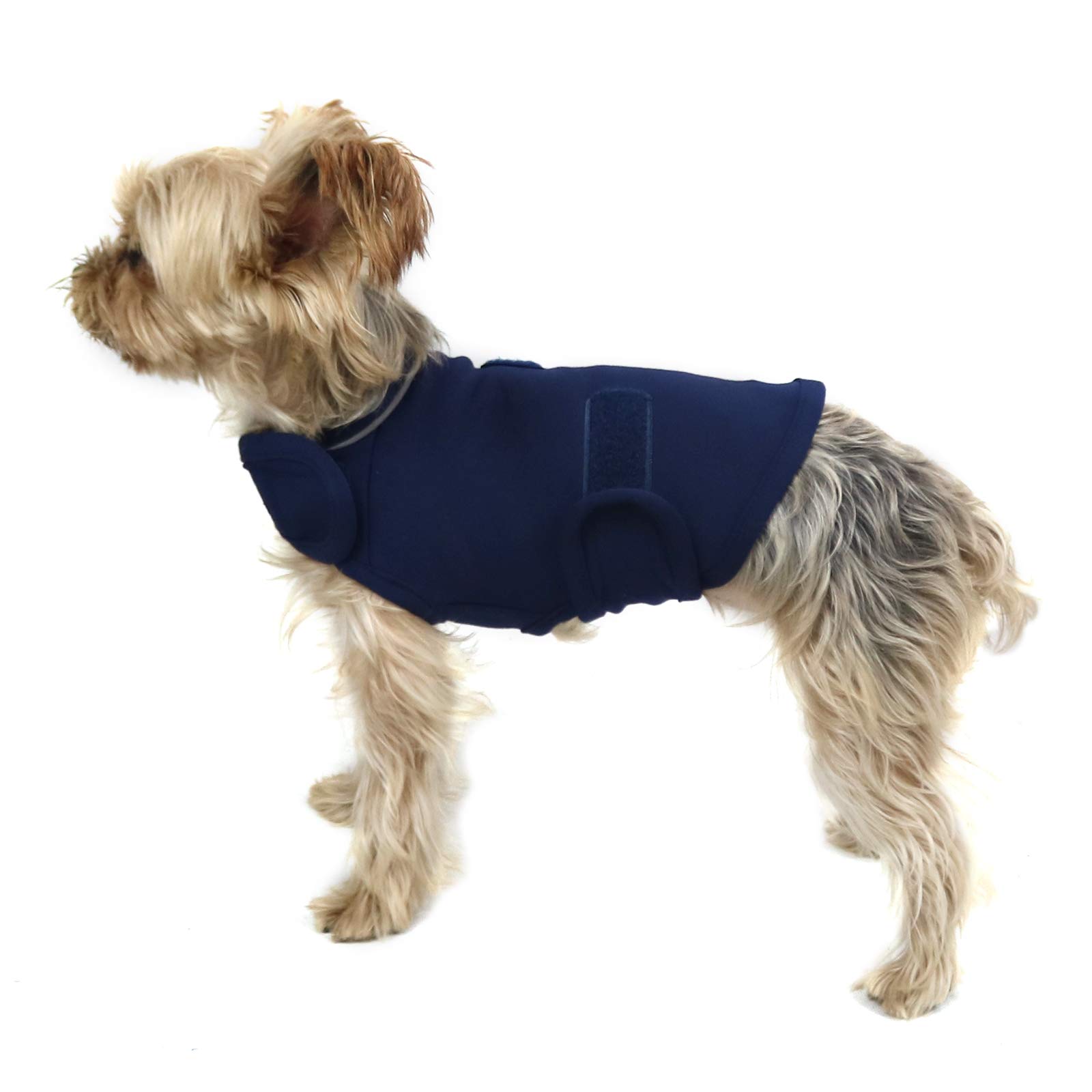 Photo 1 of cattamao Comfort Dog Anxiety Relief Coat, Dog Anxiety Calming Vest Wrap for Thunderstorm,Travel,4th of July Fireworks,Vet Visits,Separation Anxiety Relief for Dogs (X-Small (Pack of 1), Navy)