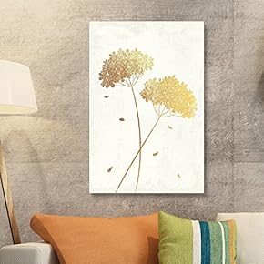 Canvas Wall Art - Vintage Style Golden Flowers - Giclee Print Gallery Wrap Modern Home Art Ready to Hang - 12x18 inches