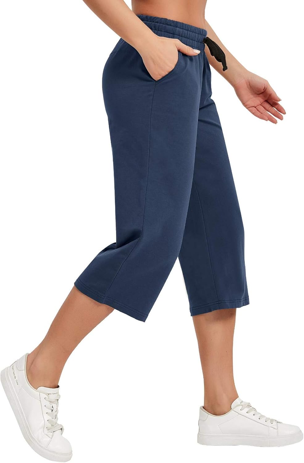 SPECIALMAGIC Women's Yoga Capris Lounge Pants Indoor Sweatpants Straight Wide Leg Crop Jersey Pants with Inner Pockets: Clothing