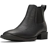 SUREWAY Men's Western Chelsea Boots, Genuine Leather Slip-On Ankle Boots | Elastic side panels and pull tab allow easy on and off; rubber outsole adds stable support.
