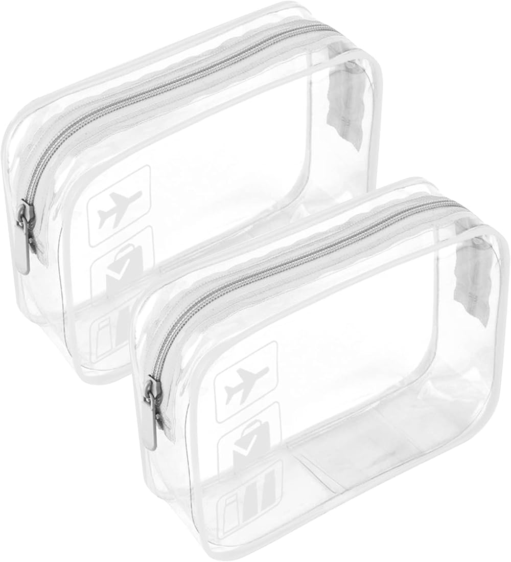 BEHAHAI Clear Travel Toiletry Bag TSA Approved Quart Size 2 Pack