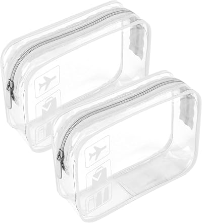 BEHAHAI Clear Travel Toiletry Bag TSA Approved Quart Size 2 Pack