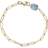 COAI Link Chain Bracelet for Women, 18K Gold Plated Stainless Steel Crystal Bracelet for Women, Labradorite/Amethyst/Citrine