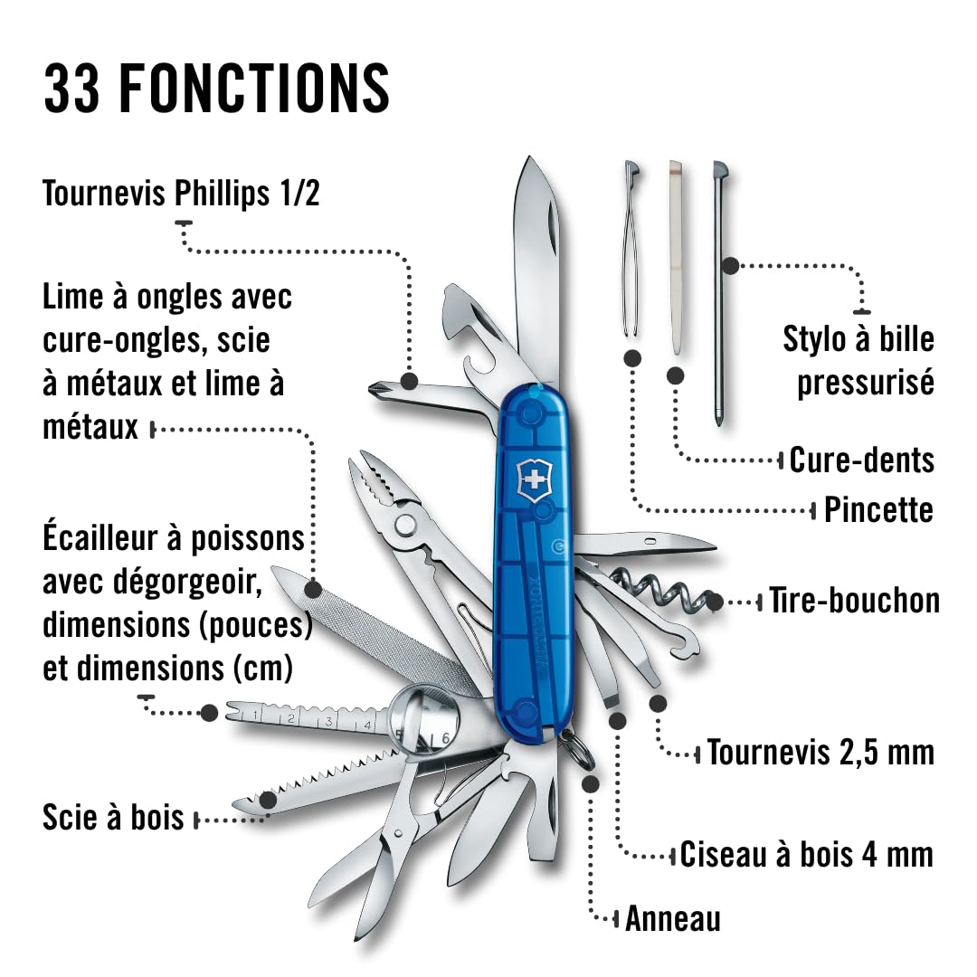 Couteau Suisse Swiss Champ - Multitool 33 Fonctions - Bleu
