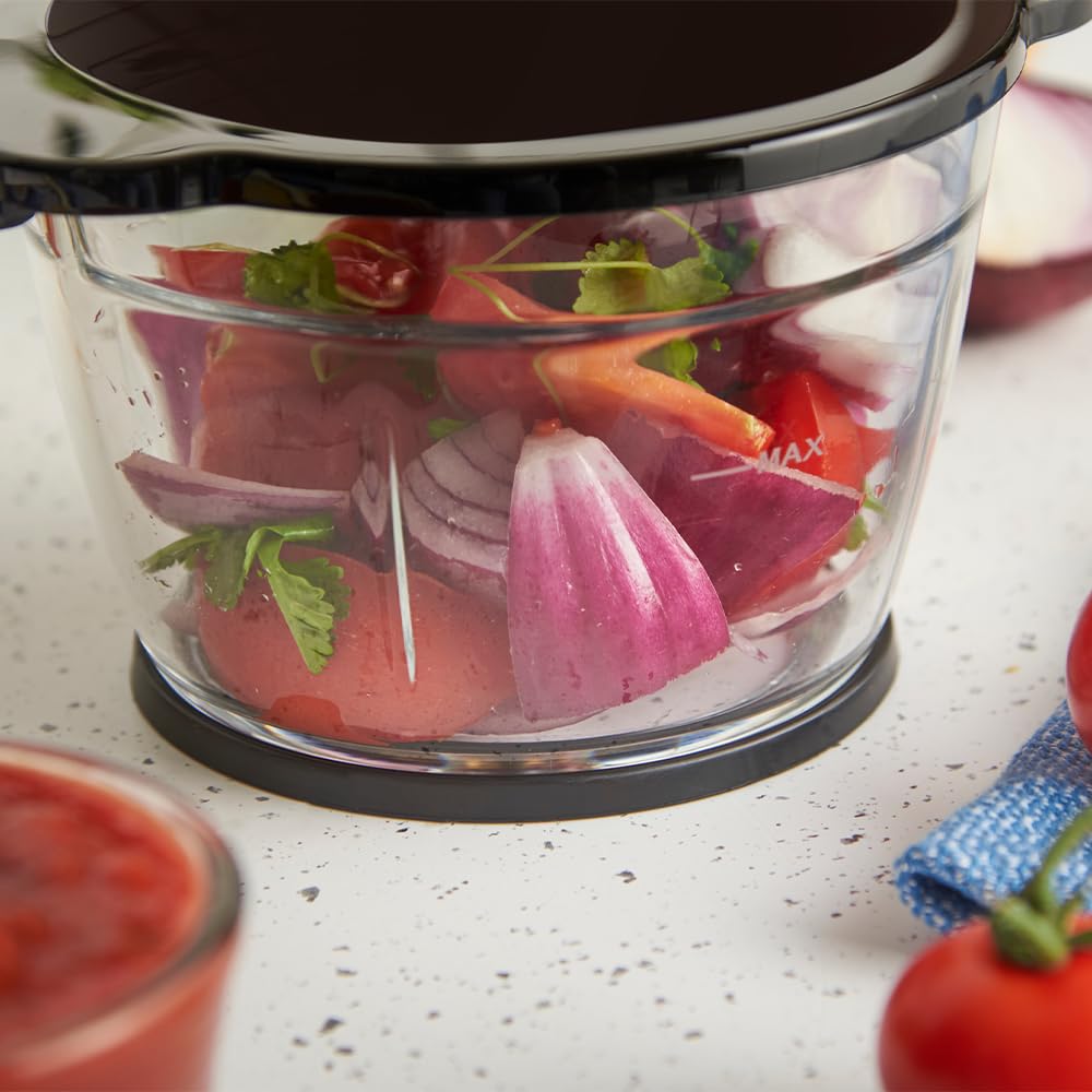 Russell Hobbs Zerkleinerer Elektrisch Mini [Glasbehälter mit Deckel] Desire Red (500ml, 2-flügeliges Edelstahlmesser, Mixer, Multi-& Universalzerkleinerer für Obst, Gemüse & Fleisch, 350W) 27132-56 6