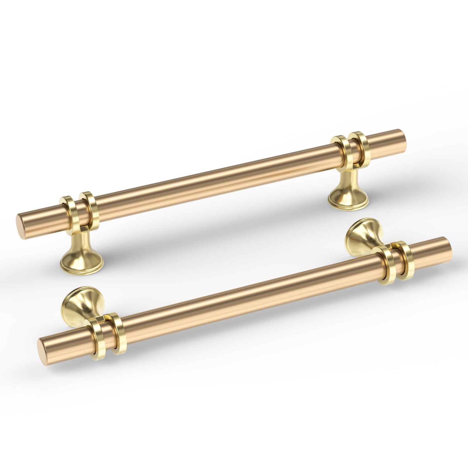 Goldenwarm 10 Pack Gold Kitchen Handles Gold Drawer Handles, 128mm Hole Centers, Aluminum Alloy T bar Drawer Pulls