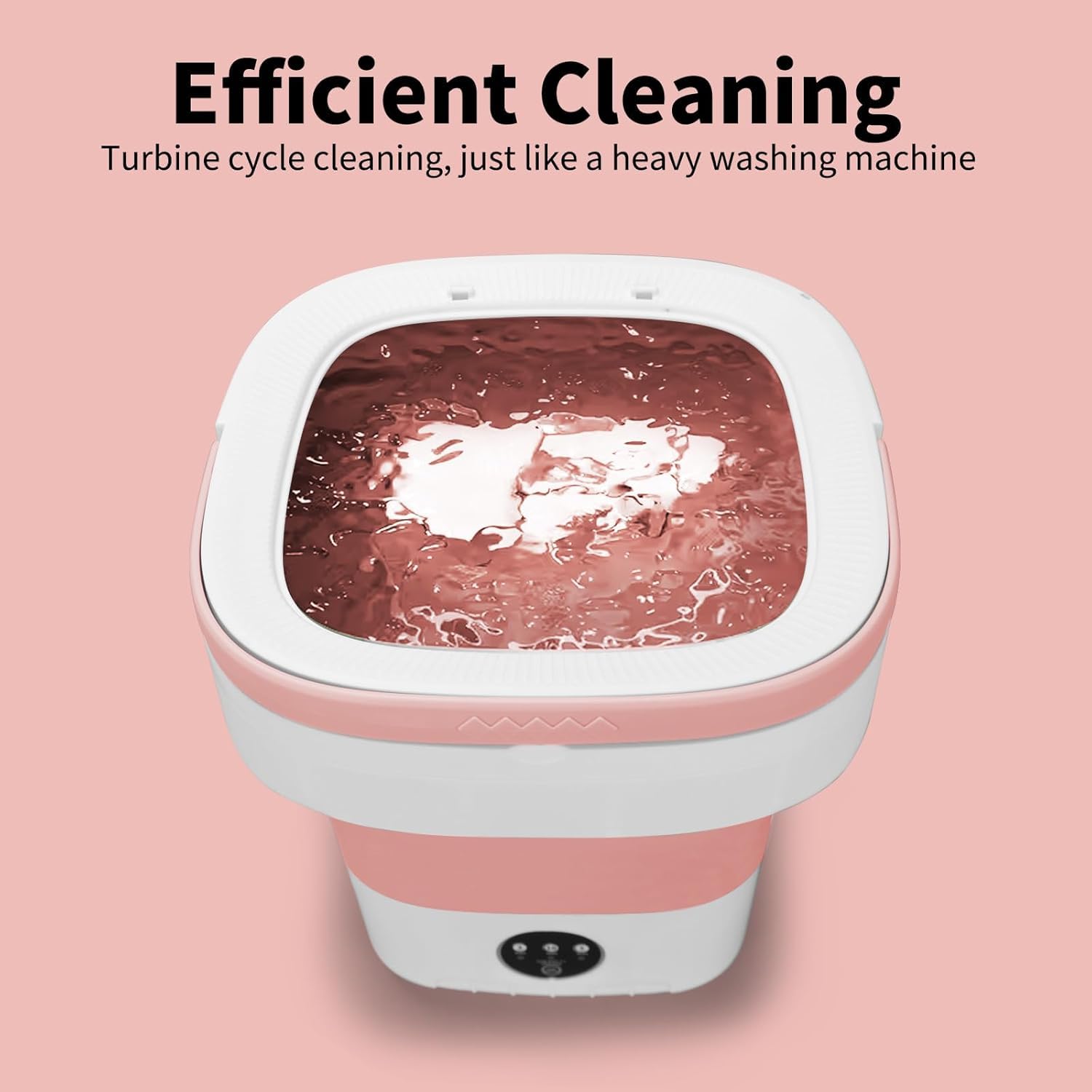 Portable Washing Machine, Mini 16L Foldable Washer and Dryer with 3 Modes Deep Cleaning, Upgraded Small Collapsible Laundry for Hotel, Apartment, Home and Travel - Pink