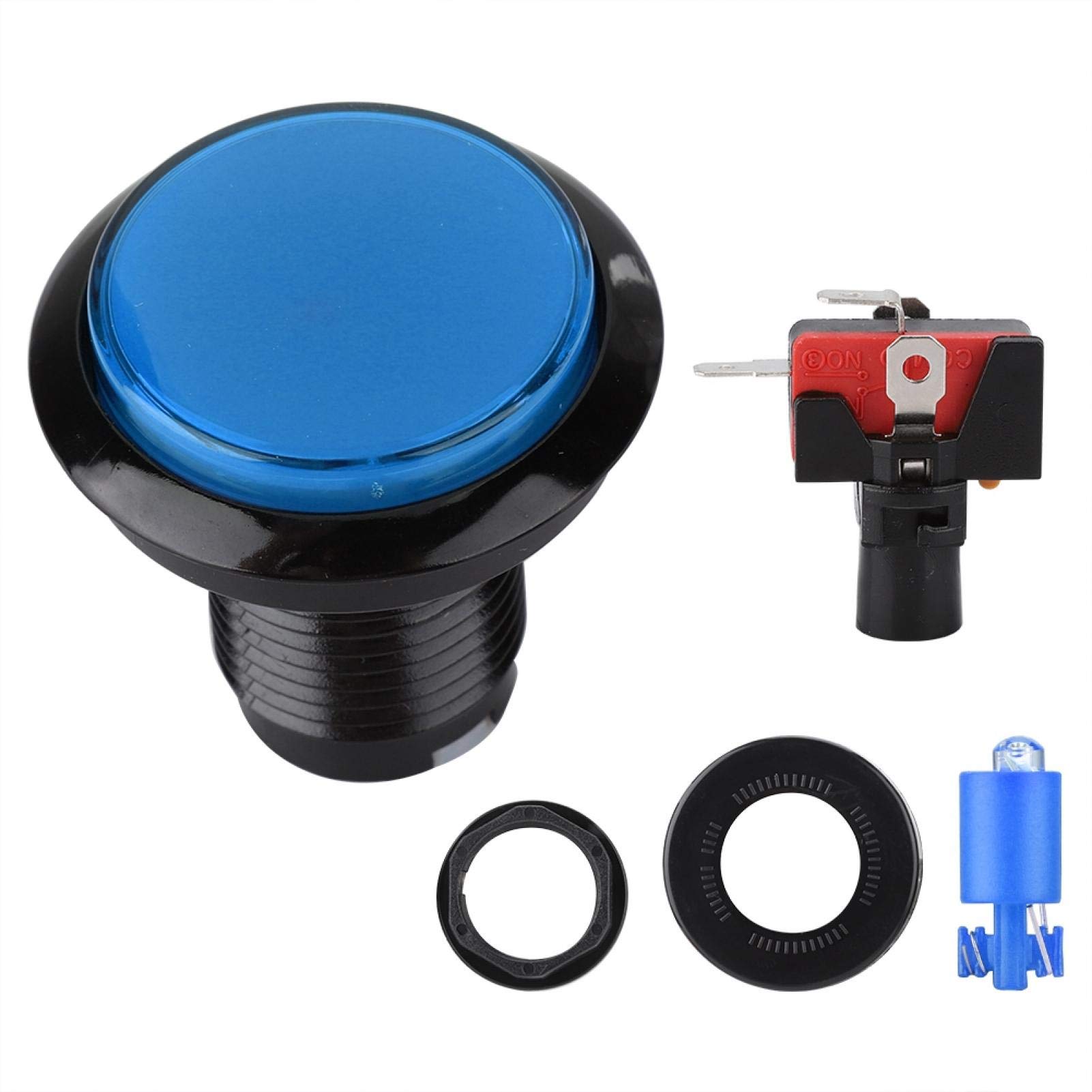 Demeras Buttons DIY Big Dome Convex Type Illuminated Push Buttons for Coin Machine Operated Games (Blue)