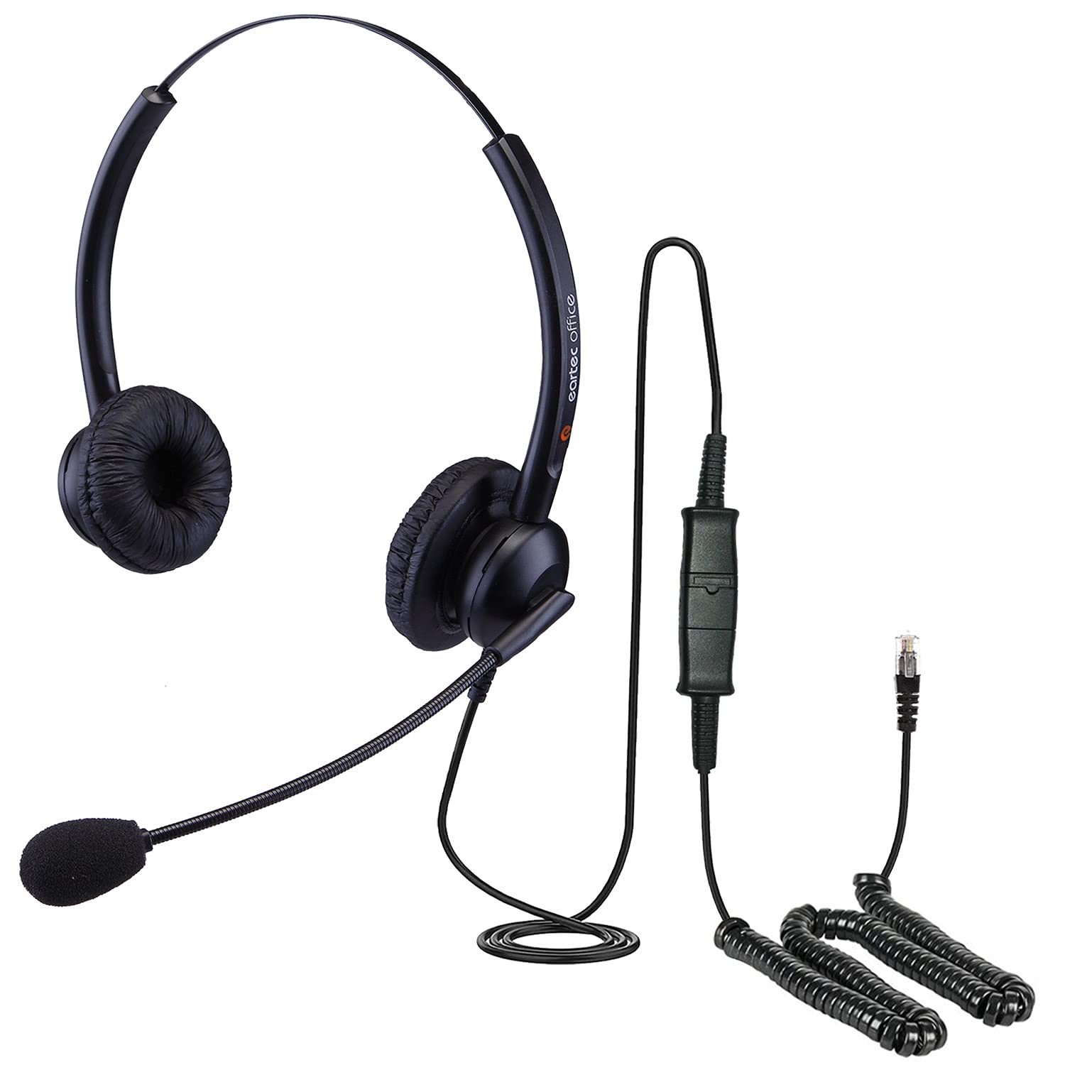 Double Ear Headset for Polycom VVX 600 VVX 601 VVX 1500 VVX150 VVX 250 VVX 350 VVX 450 VoiP Phone Light weight Headset Noise cancelling mic Clear sound Great in any office or home - EAR308D QD002P