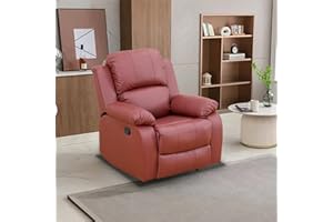 Toseslo Manual Recliner Chair Set, Living Room Furniture Sets with Adjustable Footrests, Modern Single Reclining Sofa Chair, Leather Reclining Couches, Recliner Furniture for RV/Apartment(red)