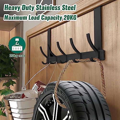 MIVITOOM Over Door Hooks, Heavy Duty Stainless Steel Over Door Hanger with Rust Resistant Finish, 5 Hooks for Coats, Hats, Bags, Clothes, Towels