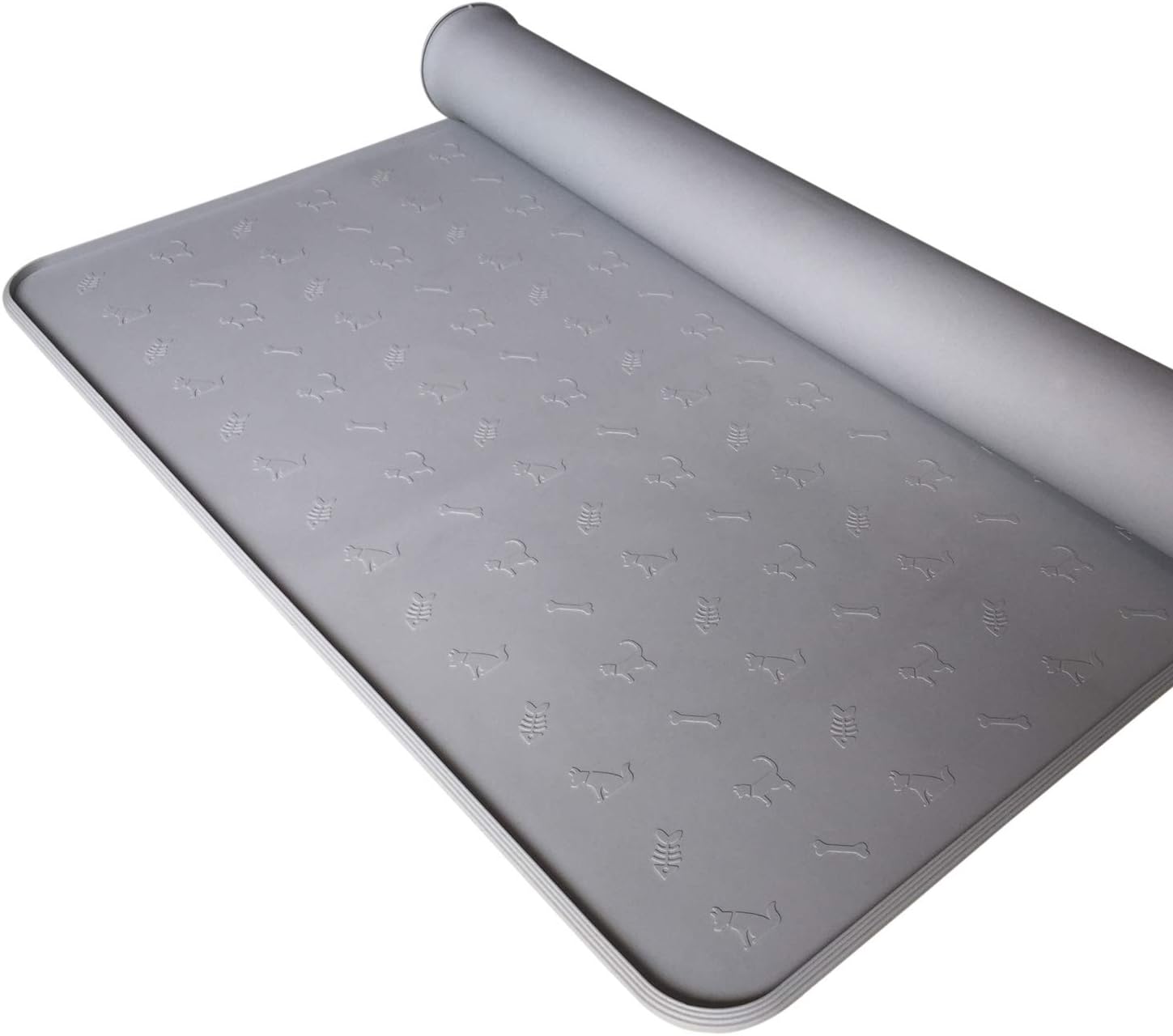 WooPet! XLarge Pet Food Mat 34"x23" Gray XL, Premium