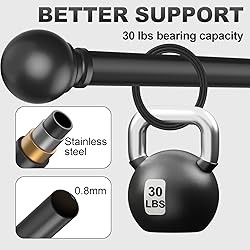 Authandis Black Curtain Rods for Windows with