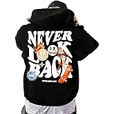 UOUA Men's Graphic Quarter Zip Hoodies Casual Long Sleeve Drop Shoulder Sweatshirt Pullover Streetwear Top