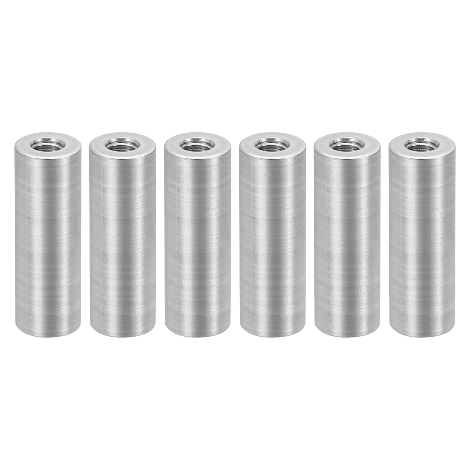 PATIKIL 6pcs M3 Metal Threaded Standoff Spacer Nuts, Round Aluminum Spacers Female Coupling Screws, 1/8" ID x 1/4" OD, Silver, (20mm L)