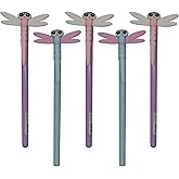 Maydahui 10 PCS Simulation Dragonfly Rollerball Gel Pens Creative Insect Pen Novelty Animal Pens Soft Silicone Black Ink for School Party Office