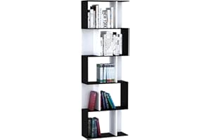 HOMCOM 5-Tier Geometric Bookshelf, S Shaped Bookcase, Modern Freestanding Display Shelf Unit for Home Office Living Room Bedr