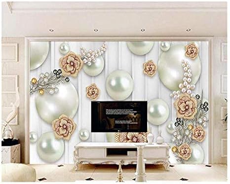 Amazon Bosakp モダンな家の背景装飾された3d壁紙パールとローズジュエリー写真壁壁画壁紙tapety 400x280cm 壁紙