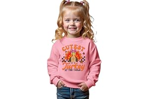 CM C&M WODRO Toddler Baby Girl Thanksgiving Sweatshirt Cutest Turkey at The Table Pullover Shirt Kids Outfit