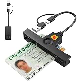 CAC Reader Military USB C CAC Card Reader 2 in 1 Dual Connector DOD Military USB Common Access CAC Fold Smart Card Reader ID CAC Card Reader Compatible with Windows 10/11, Mac OS and Linux