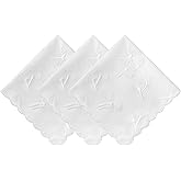 PACGOTH Soft Cotton Handkerchiefs for Women, Women’s Handkerchiefs With Embroidered Dandelions Flower Hankies for Ladies 3PCS