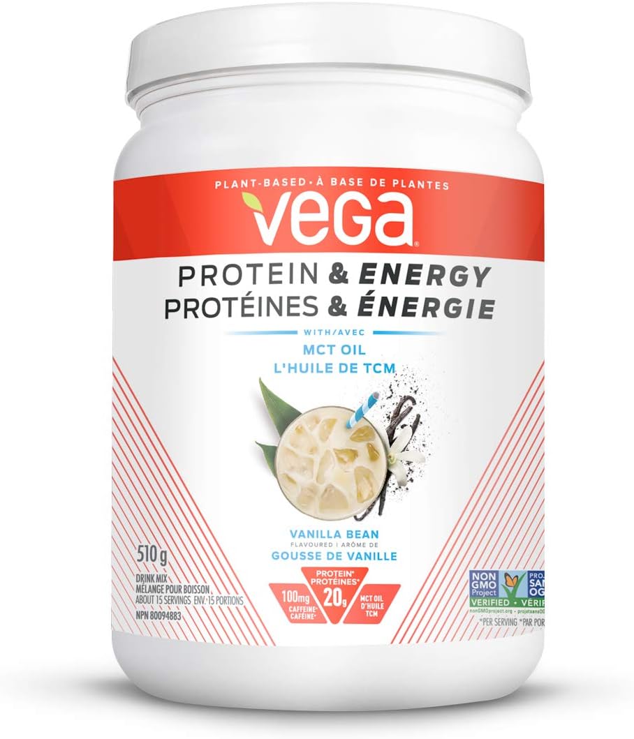 Vega Protein & Energy Vanilla Bean Plant Based Vegan Protein Powder