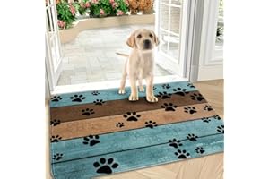 Pet Cat Dog Food Mat Dog Paw Print Non Slip Mat to Protect Floors for Food and Water, 11.7 * 19.5 in