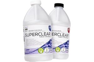 Table Top Epoxy Resin Superclear 1 Gallon | 128 oz Kit, Anti-Yellow Highest UV Impact Resistance, Food Grade Safe, Ultra Crystal Clear Gloss, Bubble Free, Bar & Surface Coat, Tumblers, Wood, DIY