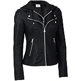 VearFit Womne's Romatila Black Biker Moto Faux Leather Jacket Missy Ture to Size Winter
