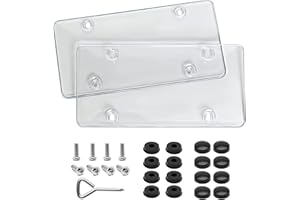 EWBN 2 Pcs License Plates Cover Unbreakable Design,Fits All Standard 6x12 Inches Novelty/License Plates,Protect Your Front & Back License Plates. Include Screws