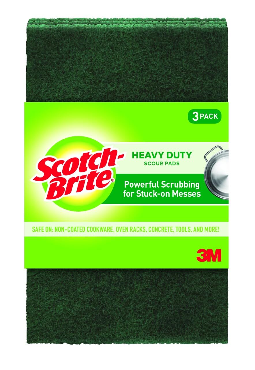 3M Scotch-Brite 223 Heavy Duty Scour Pad, 6" X 3.8", 3-Pack